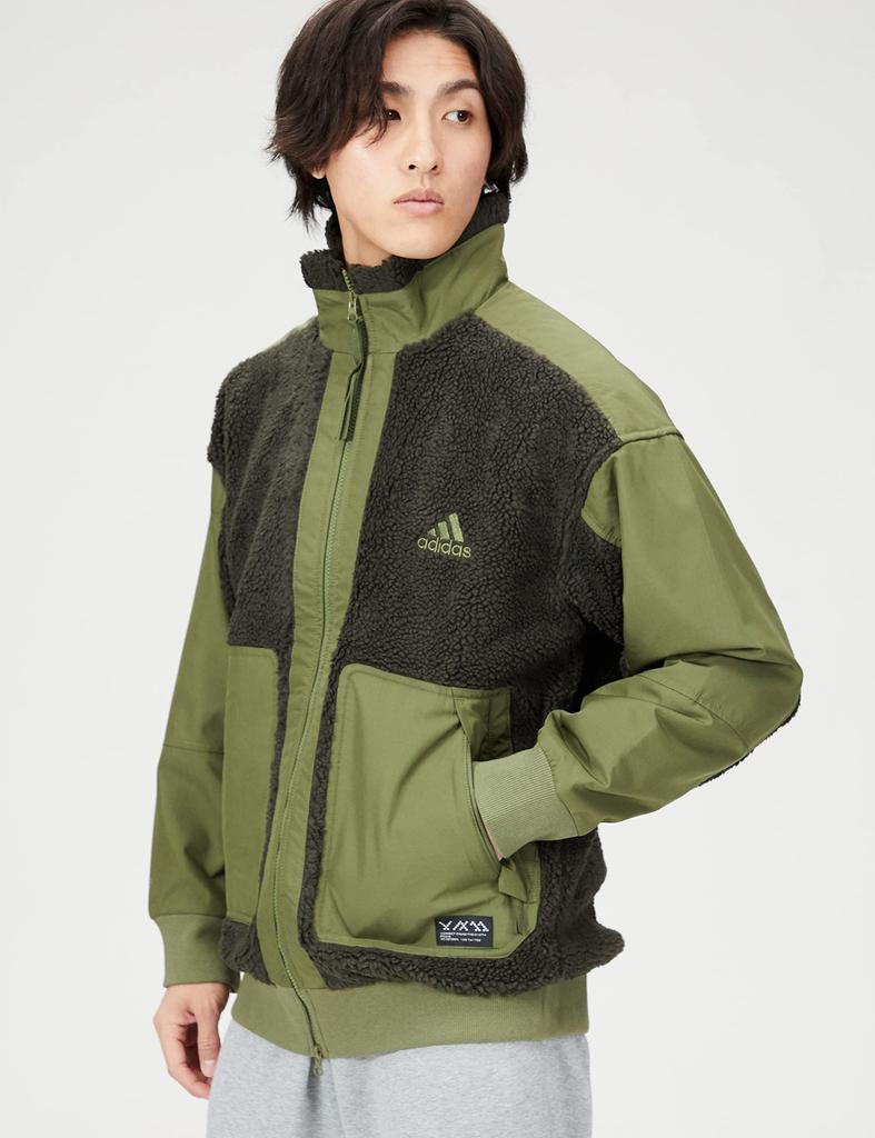 Adidas PRSVE Badge of Sport Sherpa Jacket Shadow Olive Size Small (UW071) Men's Olive/Focus (HP1390)