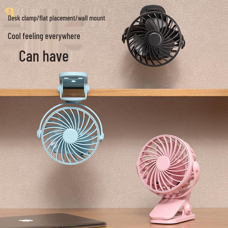 Rechargeable Portable USB Desktop Fan - Silent, Strong Wind, Clip-On, Ideal for Dorms & Students