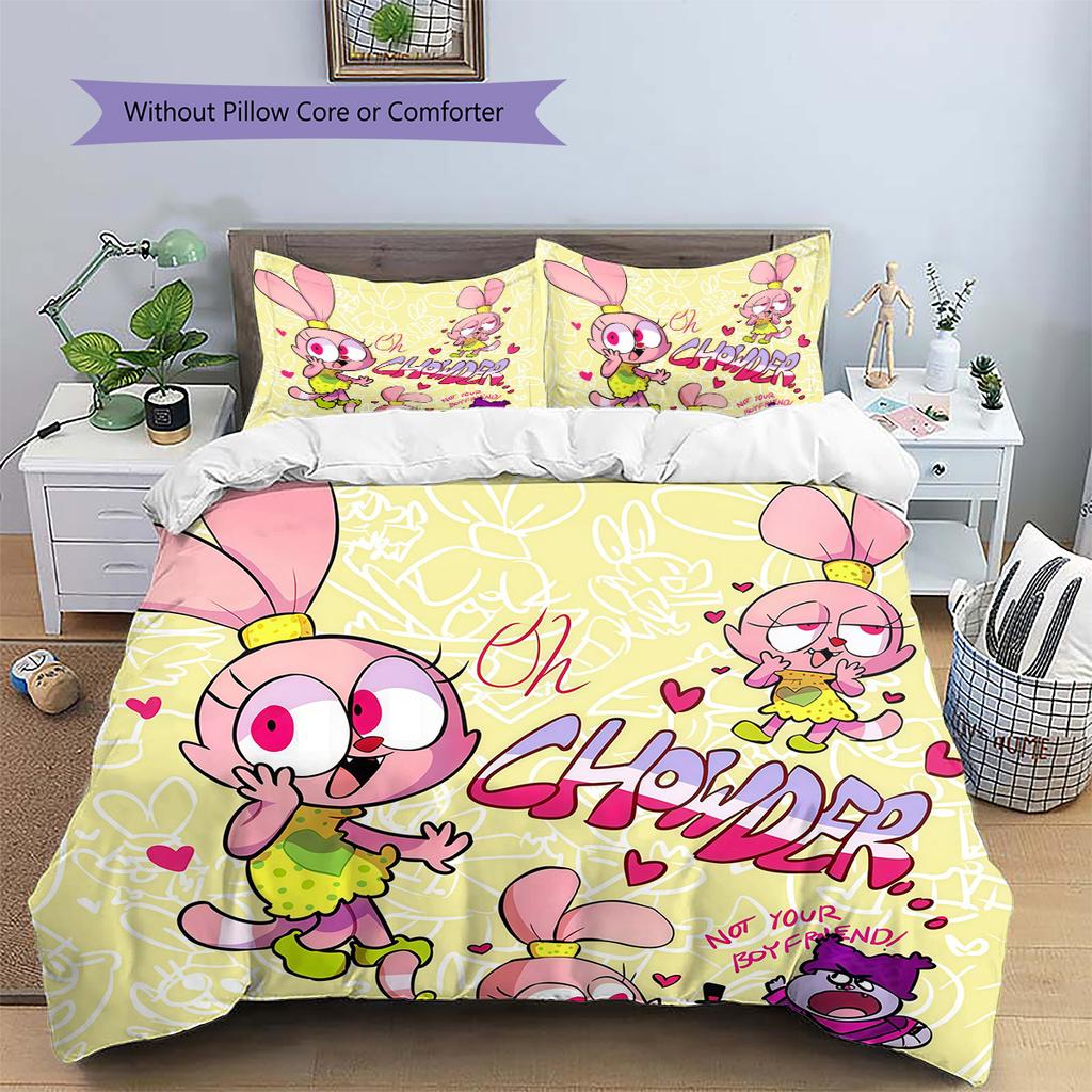 Chowder2 Pattern Bedding Quilt Set  Home Decoration  Gift (1 * duvet cover + 2 * pillowcase  without core)