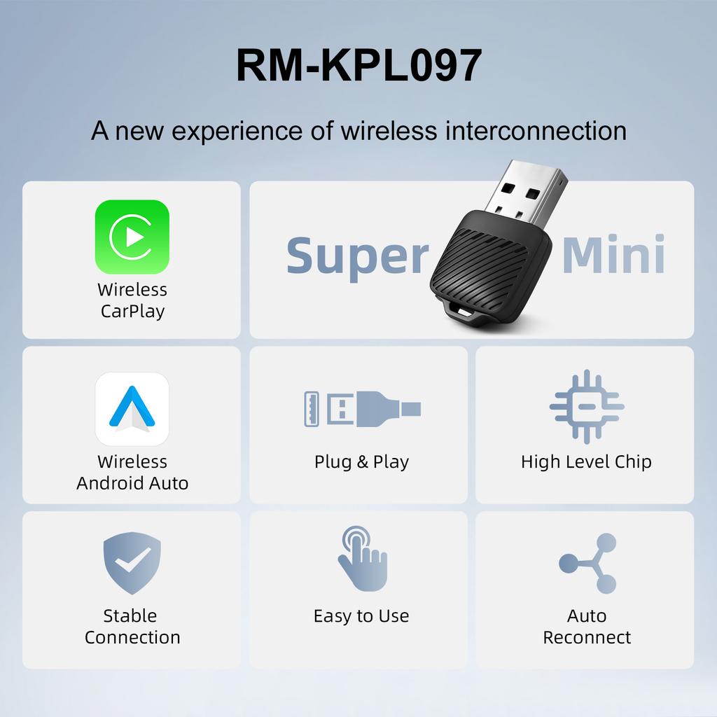 2026 New Mini 2-in-1 Wireless CarPlay Android Auto Adapter for Factory Wired Cars with 5G WiFi BT5.0 Plug and Play OTA Updates