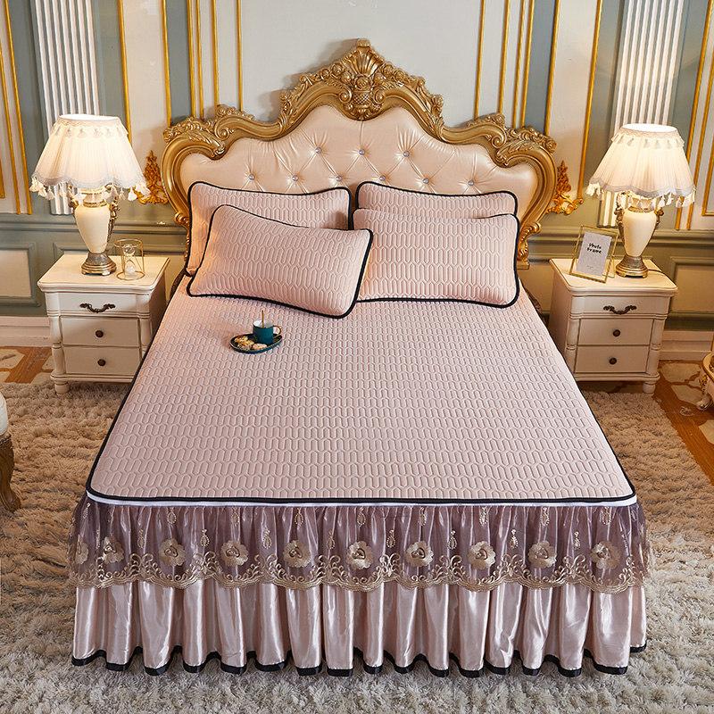 3pcs Bedding Set European Luxury Summer Cooling Bedspread Latex Ice Silk Elegant Bedcover Zipper Removable Quilted Bedspread