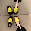 Super Popular Woven Thick-bottomed Bread Slippers Women's Summer Wear 2025 New Fashion High-end Beach Cool Slippers