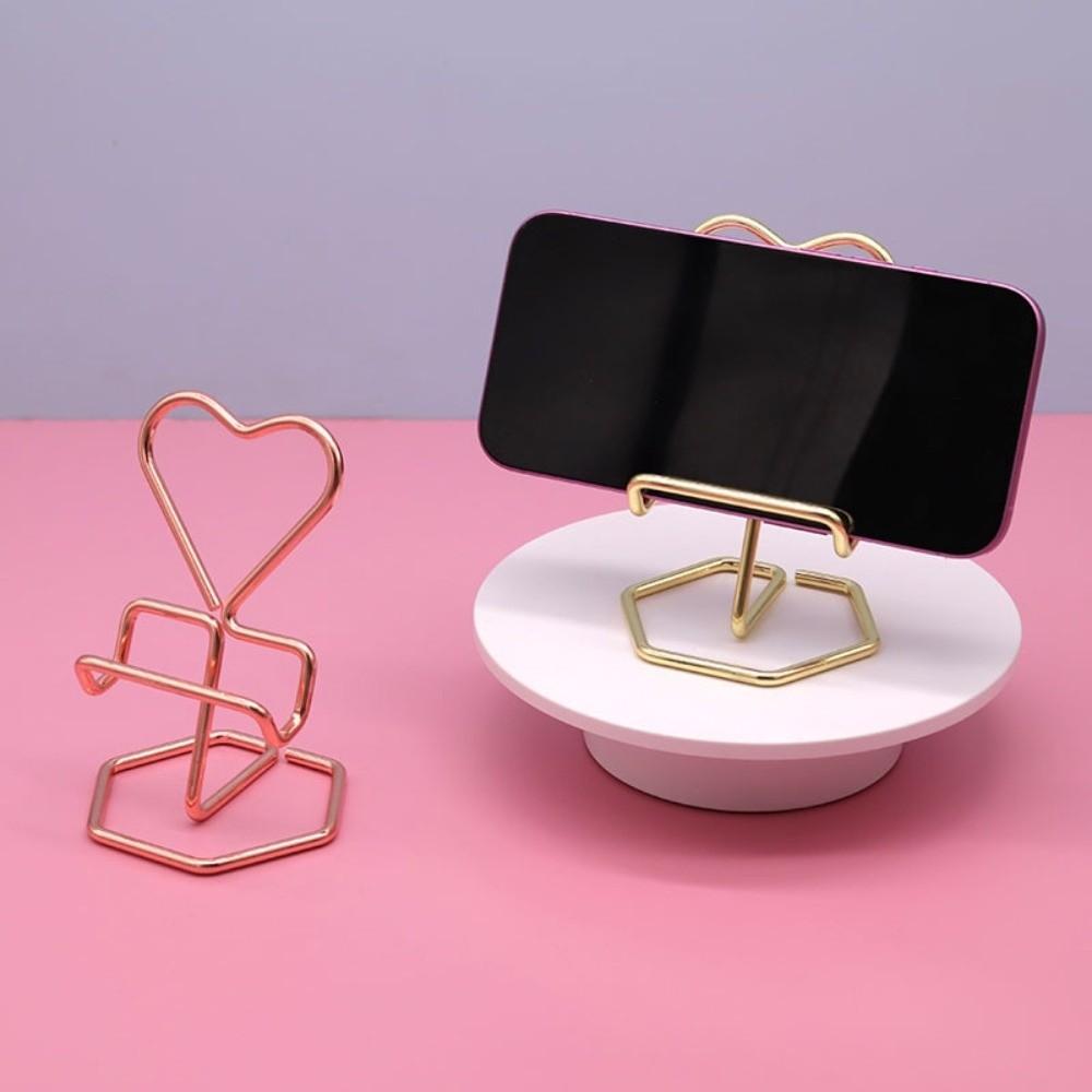 Heart-Shaped Phone Stand Metal Phone Rack Phone Accessories Business Card Stand Desktop