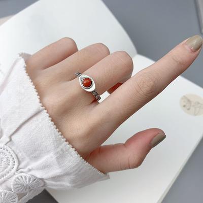 Ring Female Retro Nanhong Egg Surface Open Index Finger Personality Niche Exquisite