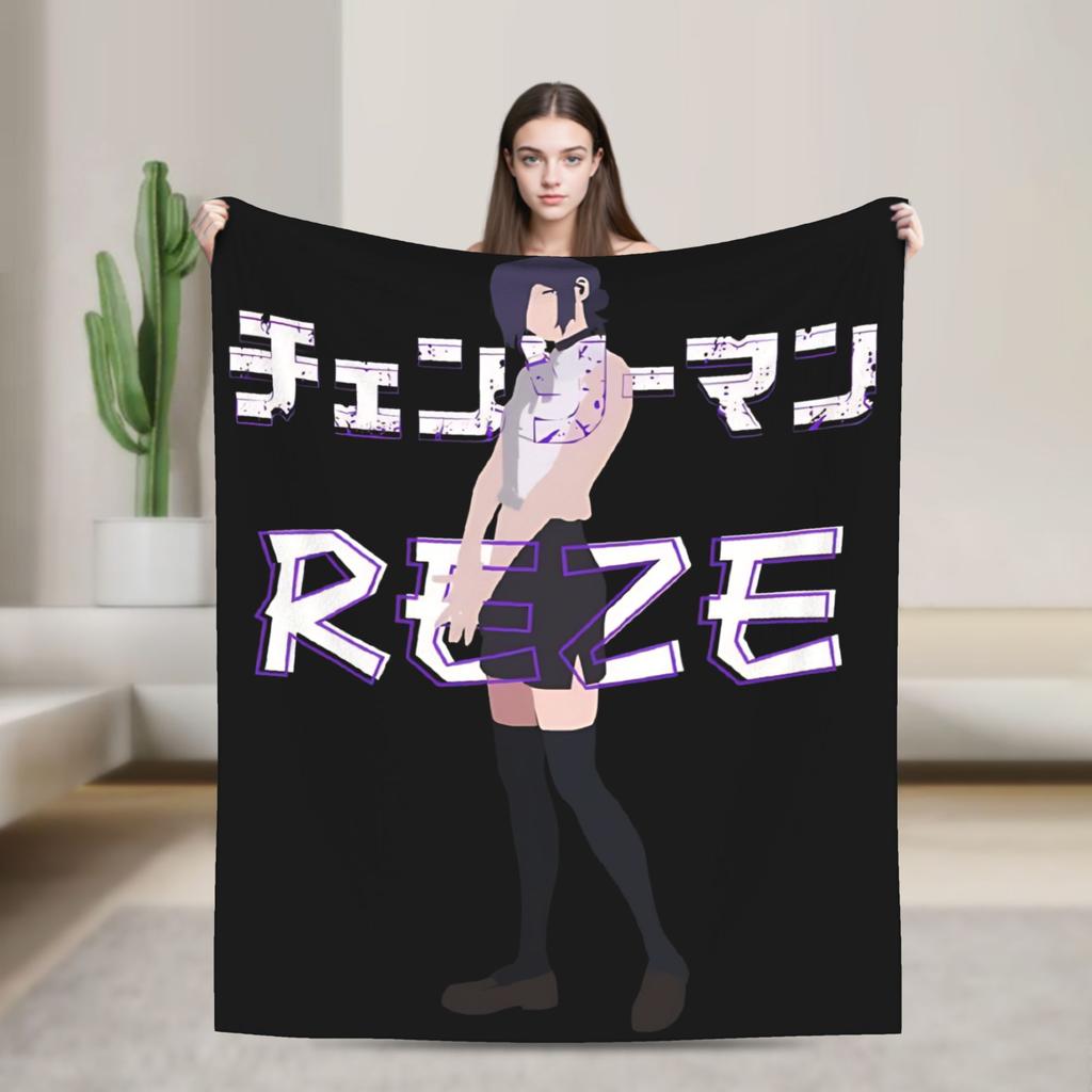 Vintage Chainsaw Man Reze 90s Blankets Travel Flannel Bedding Throws For Couch Chair Sofa Bed Super Soft Bedspread Present