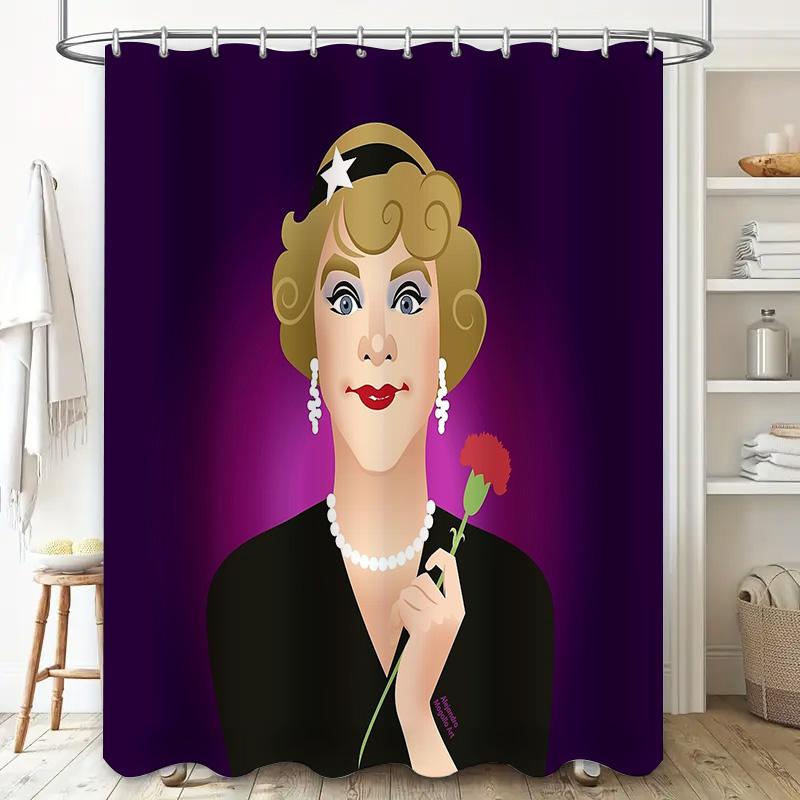 Vintage Woman Shower Curtain Retro Portrait Floral Pattern Bathroom Decor Home Artistic Design Unique Wall Hanging Tapestry