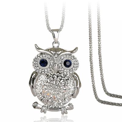 Europäischer und amerikanischer Legierungsschmuck, Eulen-Diamant-Pulloverkette lang für Damen, neue Modeaccessoires Halskette