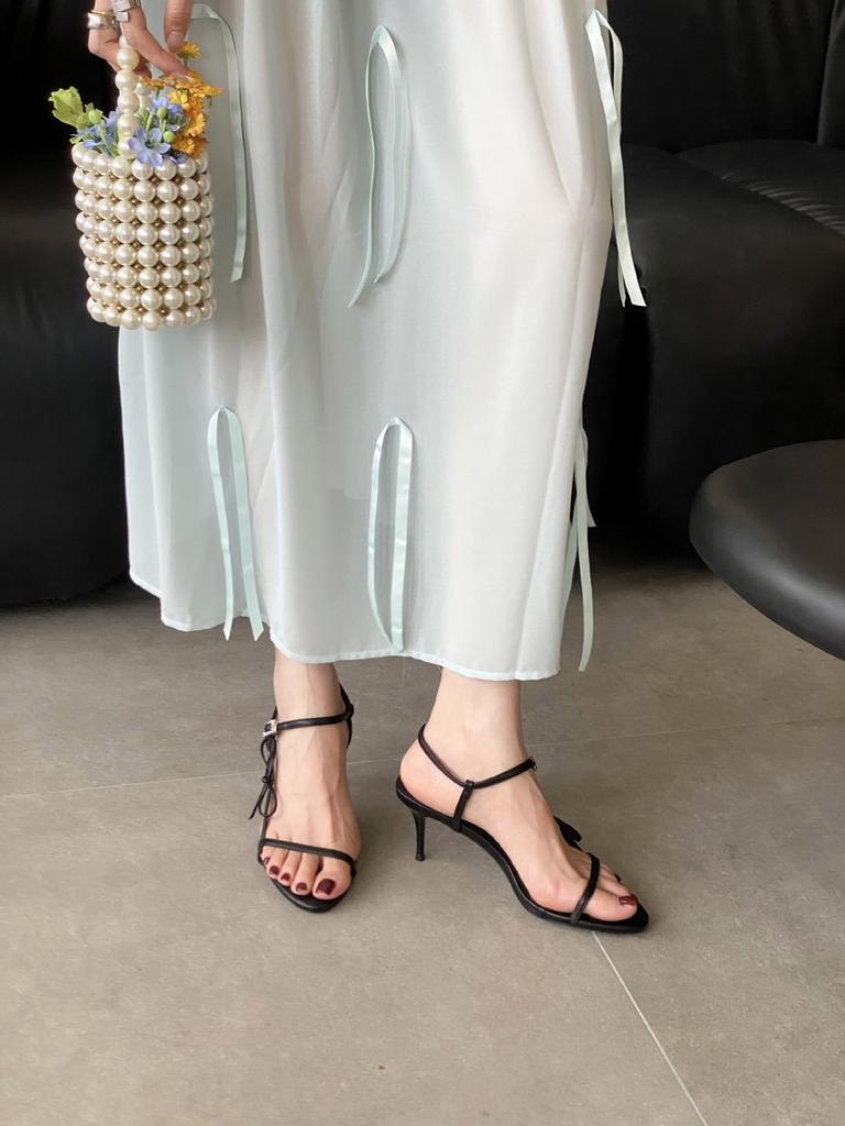 Spring Pointed Toe Thin Heel High Heel Elegant French Style Fashion SexyBeautiful Open Toe Women'sSandals