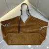 New first-layer cowhide leather suede matte tote bag vegetable basket handbag shoulder messenger bag women's bag