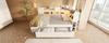 Daybed 140x200 cm Bianco Letto Singolo/Doppio per Ospiti, Base in Legno, Illuminazione a LED, Ricarica USB e Type-C, Mensole e Cassetti, incl.. Struttura a doghe (Con Materasso)
