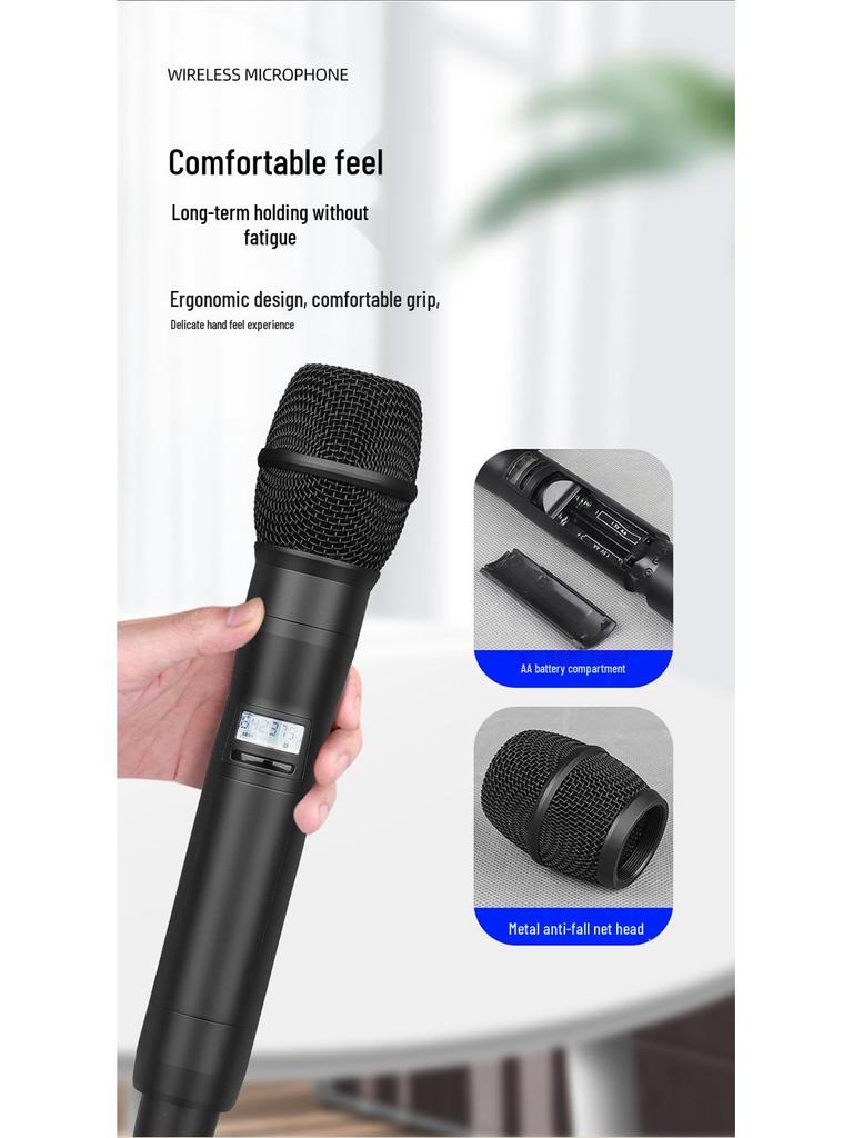 Wireless Professional Microphone Set with Anti-Howling for Karaoke, Meetings, and Performances
