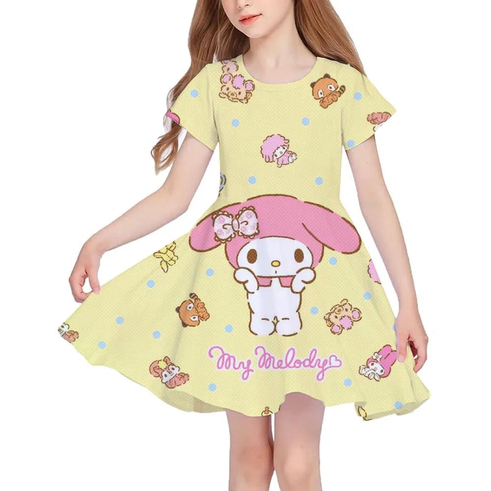 Summer New Children's Clothing Hello Kitty Printed Sleeveless Dress For 3-14 Year Old Girls Casual Breathable Princess Dress2025