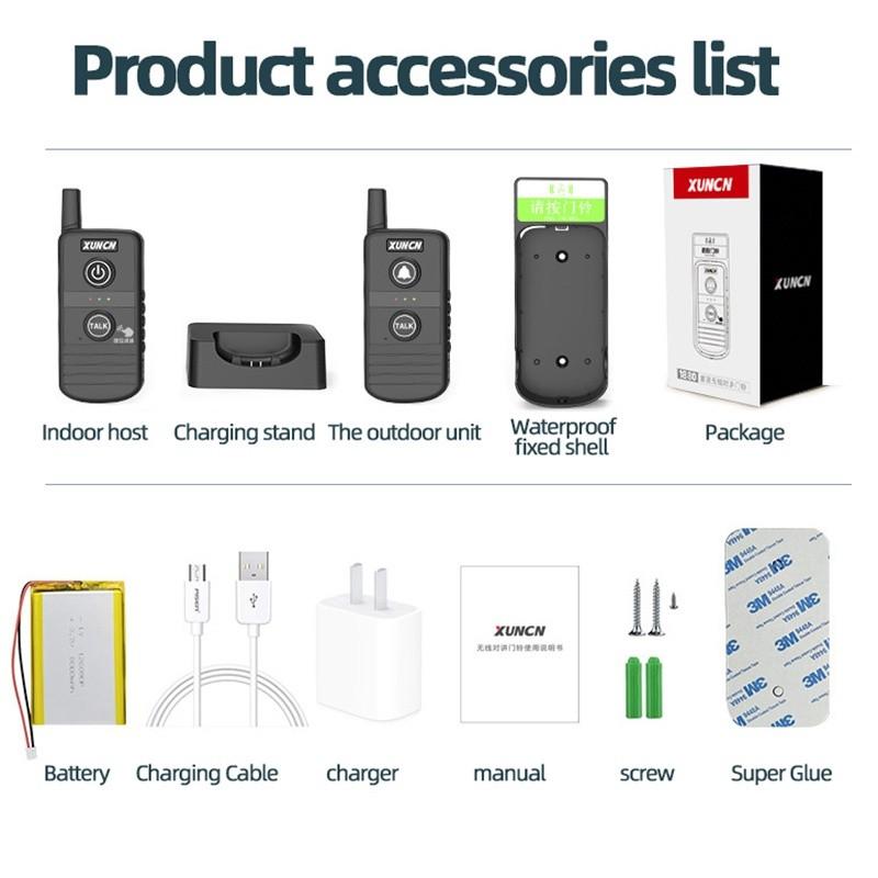 3000M 3 Volume Levels Door Chime Kit Long Range Wireless Doorbell Two-way Communication Home Office Wireless Intercom System
