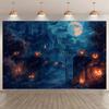 Cartoon Castle Theme Halloween Party Background Decoration Banner Halloween Party Decoration Supplies Photography Props199