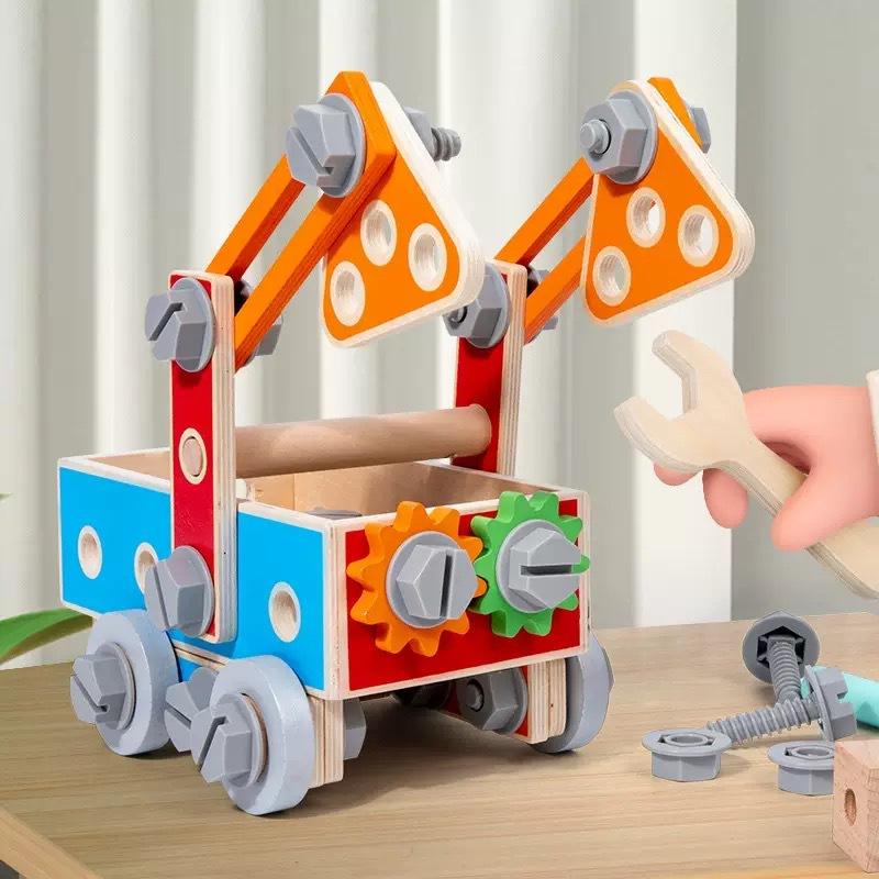 Children's Early Education Over 3 Years Old Tool Basket Screw Maintenance Disassembly and Assembly Men's and Women's Toolboxes Educational Wooden Toys