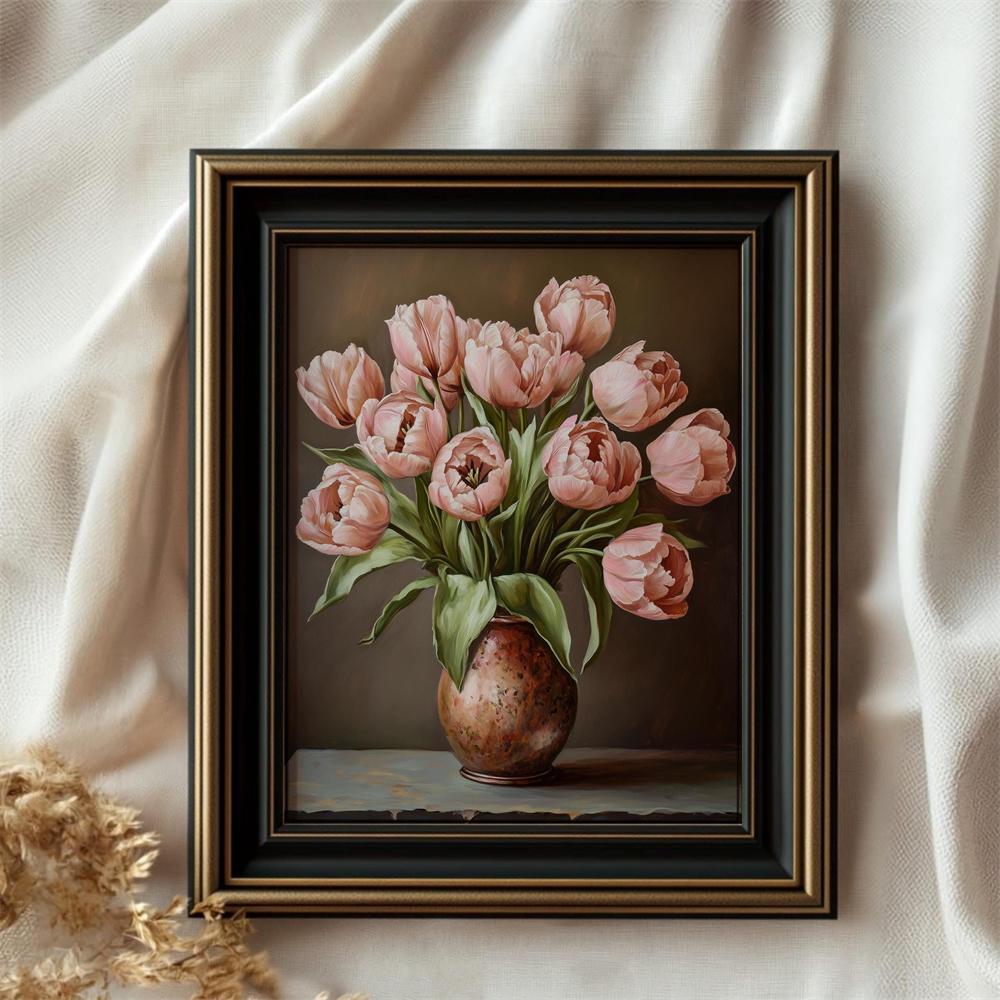 Vintage Blumendruck Französischer Landhausstil Wandkunst Poster Frühlingsblume Heimdekoration Vintage Weiße Rose Ölgemälde Stimmungsvoll Floral