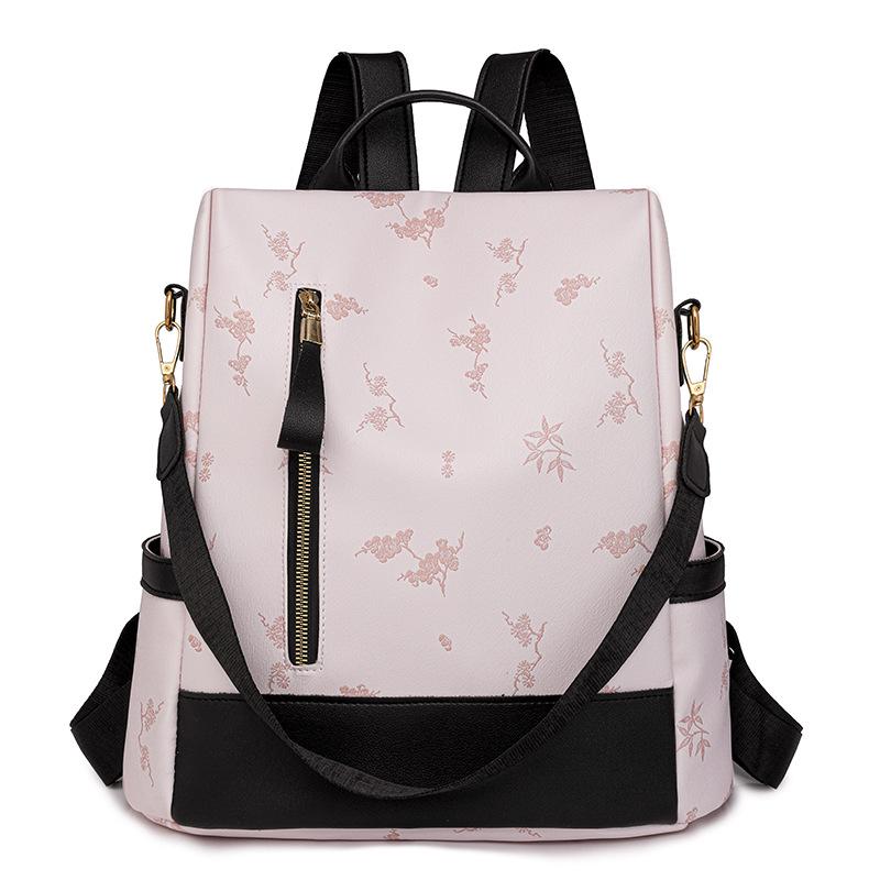 Rucsac din piele moale Geantă de călătorie de mare capacitate imprimată pentru femei