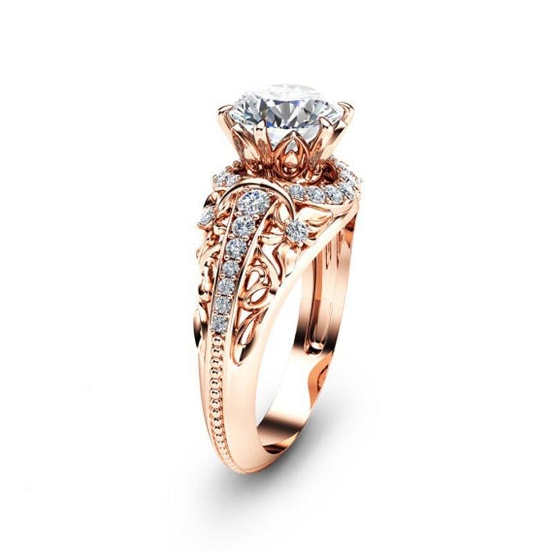 Fashion 14-Karat Rose Gold Plated With Diamonds, Women'S Ring