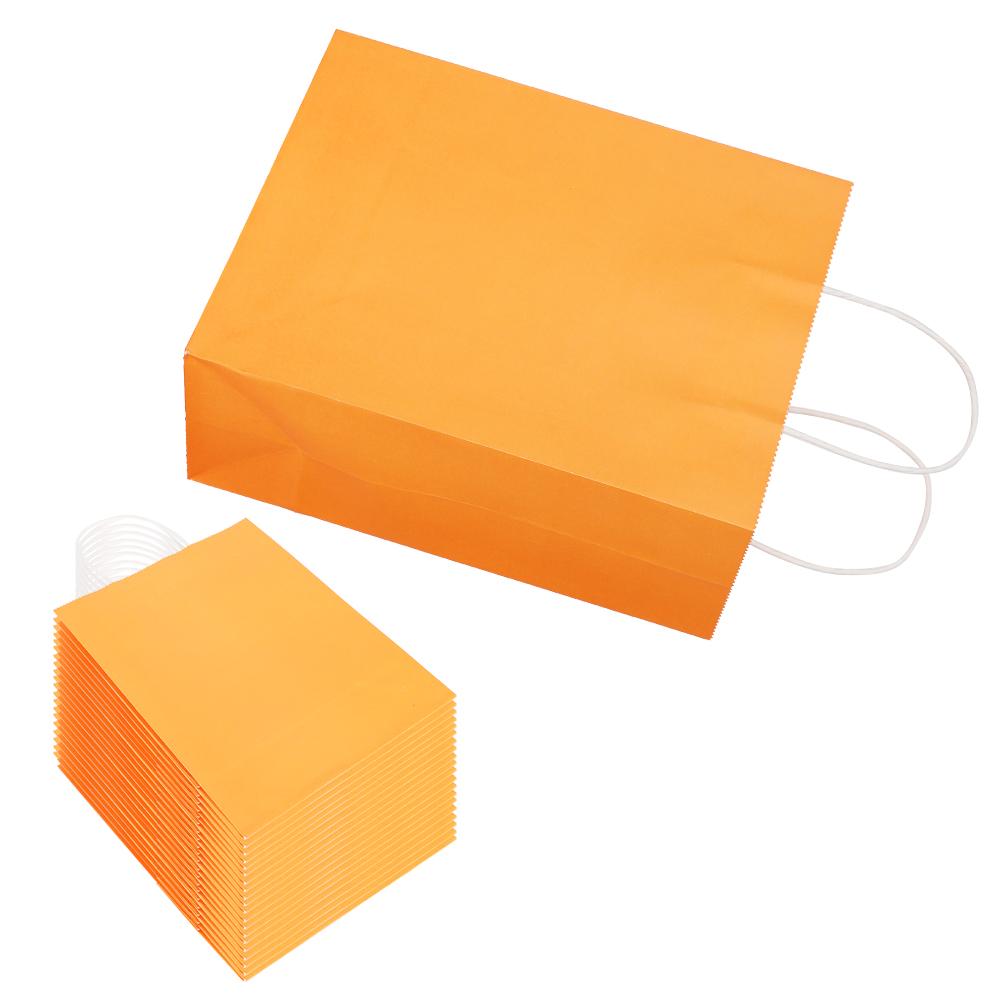 Eco‑Friendly Portable Kraft Paper Bag Shop Clothes Packaging Gift Bag (M 21 x 11 x 27.5cm)(Orange )