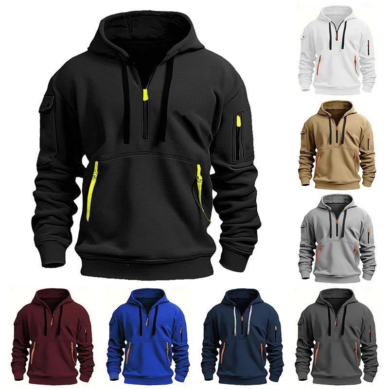 Unisex Trendy V-neck Zipper Fleece Hoodie - 220g Thickened Warm Autumn/Winter 2024 Collection