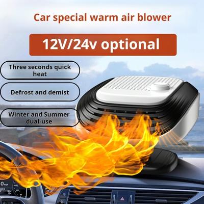 Car Heater Portable 2-in-1 Heated Cooling Fan Stable Heat Output Multi-Angle Air Supply Car Defroster Windshield Heater