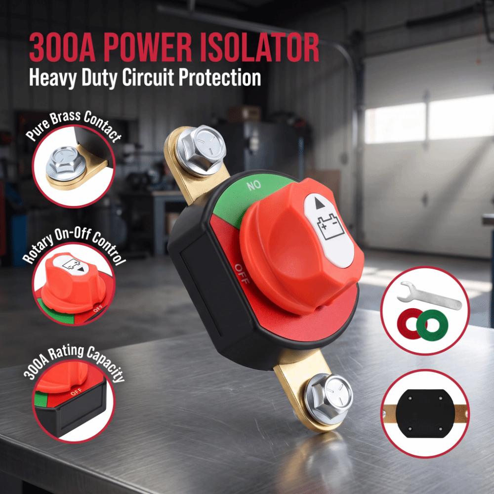 300A Battery Disconnect Switch 12V-24V Power Isolator Switch Battery Shut Off Switch for RV