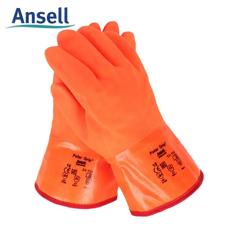 Ansell 23-700 Cold & Chemical Resistant PVC Freezer Gloves 10