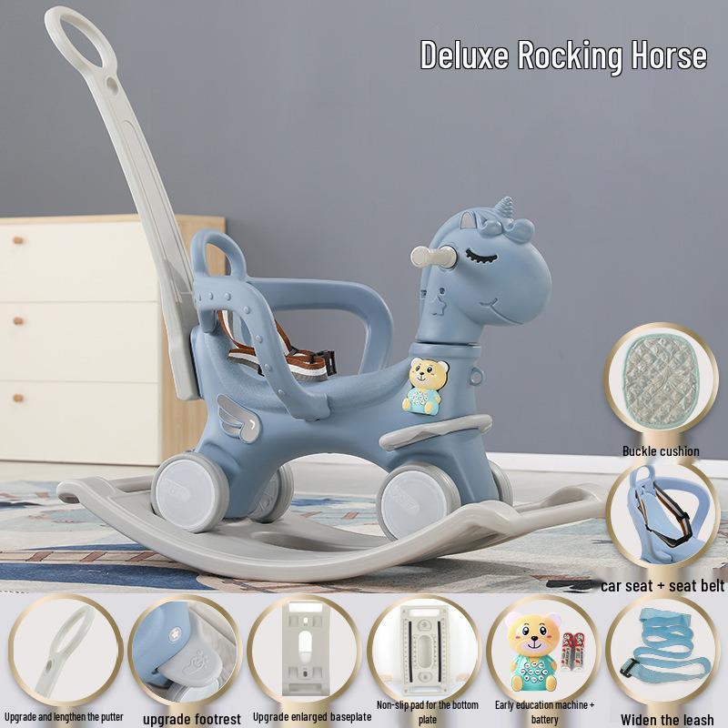 Children’s Wooden 2-in-1 Rocking Horse & Stroller - Ideal Birthday Gift for One-Year-Olds