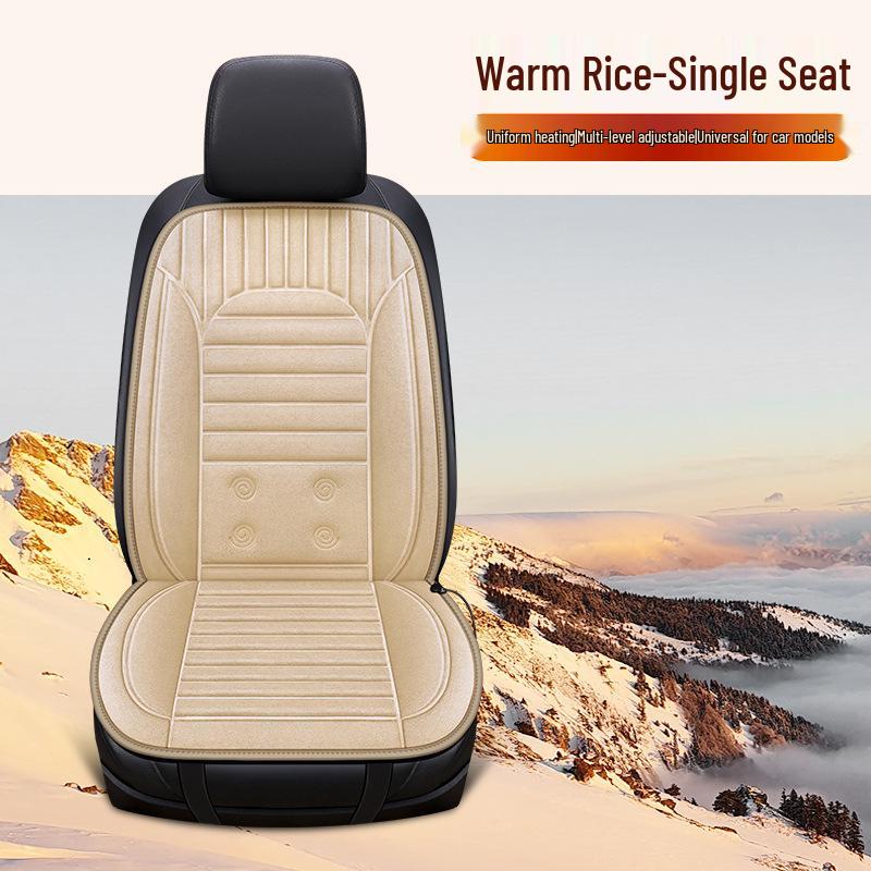 Car Heated Seat Cover with Backrest, 12V/24V for Sedans, Trucks, and Minivans.