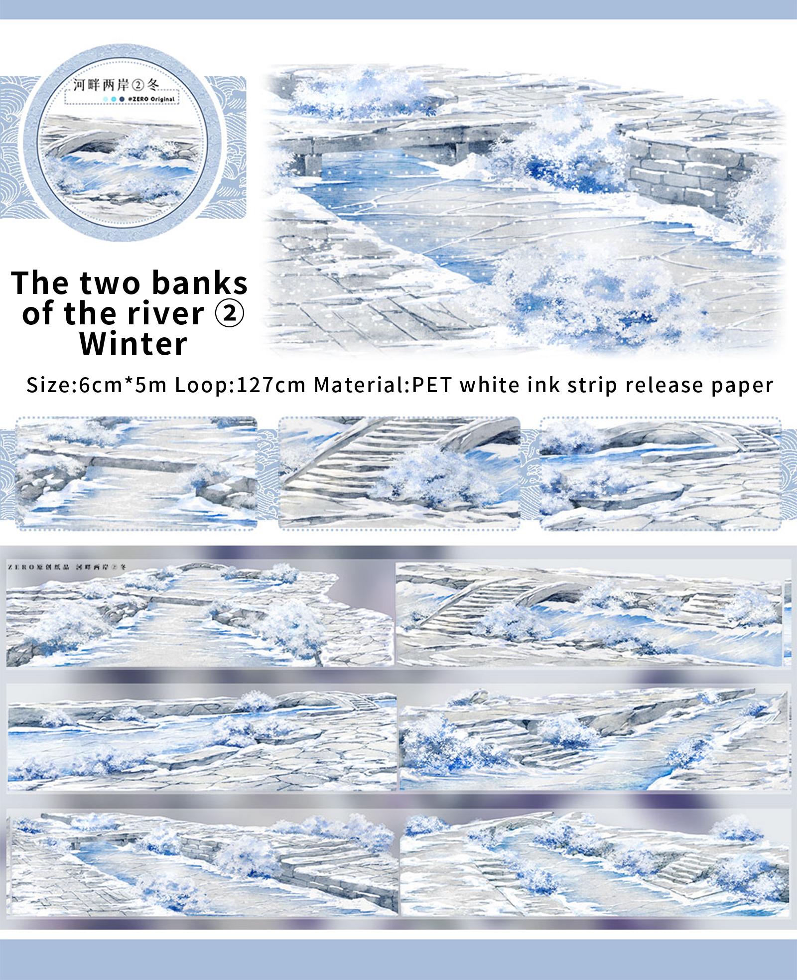 JIANWU 60mm*5m Vintage Snow River Landscape Material Collage Scrapbooking PET Tape Creative DIY Journal Stationery