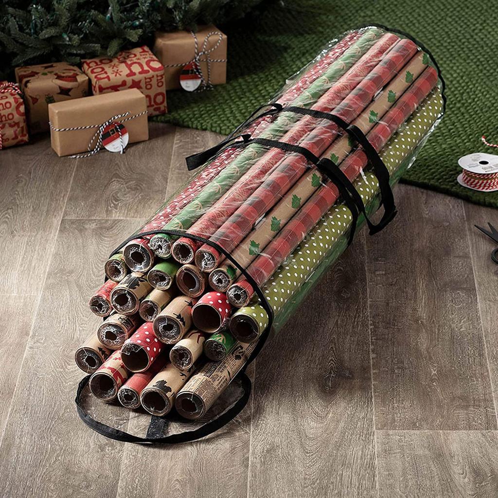 Gift Wrap Organizer PVC Waterproof Dust Proof Transparent 80x16cm Wrapping Paper Storage Bag