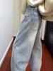 Plus Size Rhinestone High Waist Straight Leg Jeans for Women - American Street Style