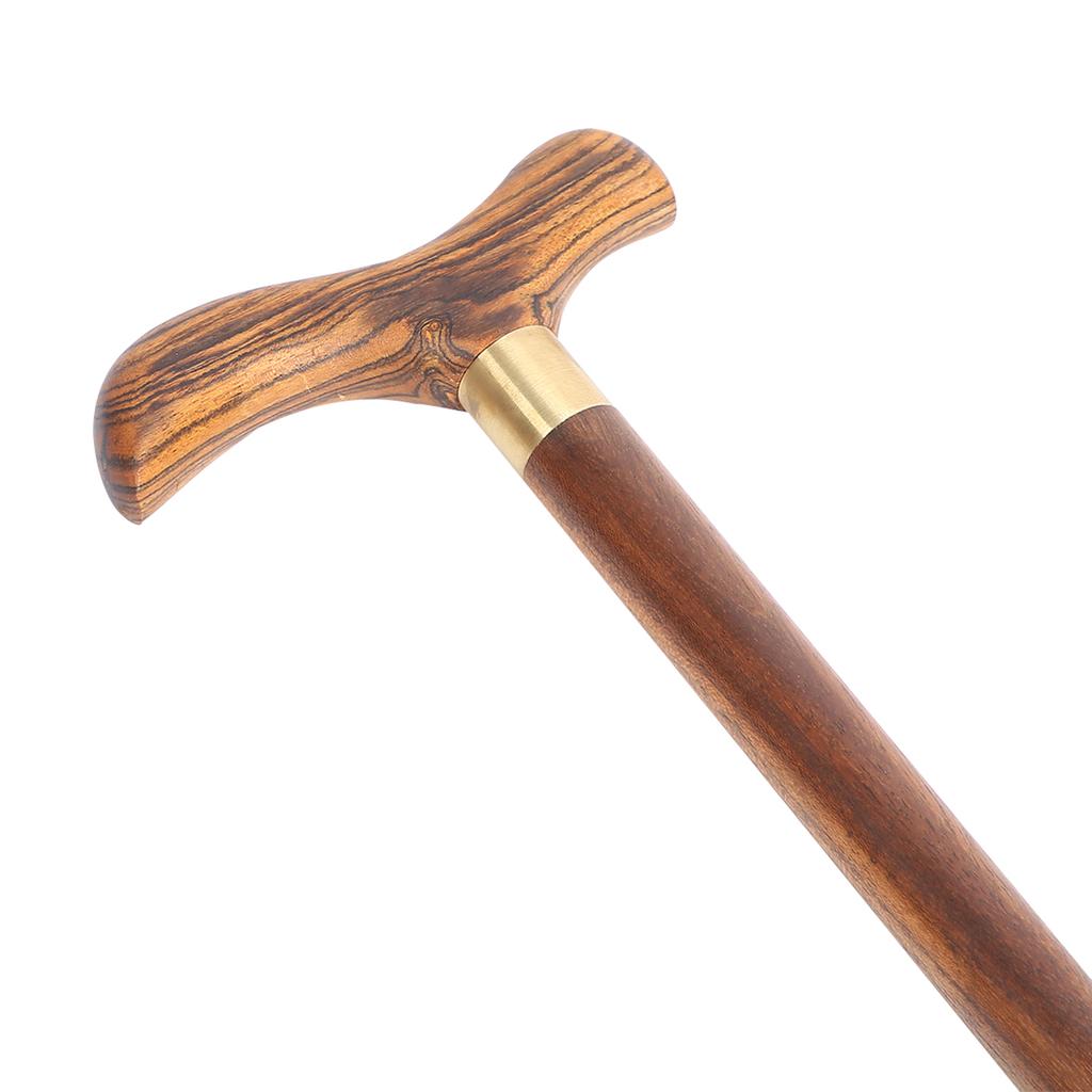 Professional Folding Walking Stick Ebony Wooden Cane with T Handle for Elderly Mobility