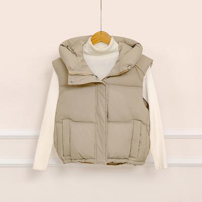 Baumwollweste Damen kurz Herbst und Winter neu Kapuzenweste Oberbekleidung vielseitig locker verdickt thermische Weste Jacke