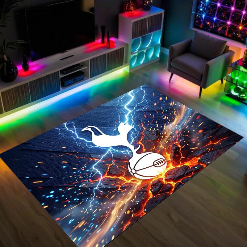 Tottenham Hotspur Design Crystal Velvet Carpet Cozy Non?Slip Printed Rug For Bedroom Living Room Entrance