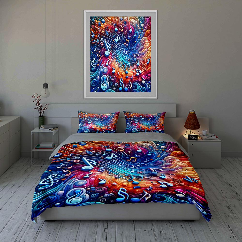 Musical Colorful Swirl Bedding Duvet Cover Sets Duvet Covers Pillowcases Gifts (1 * Duvet Cover 2 * Pillowcases, Without Duvet Insert)