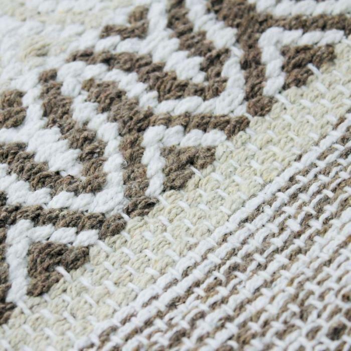 Living Room Rug In Cotton Ethno Stripe White-sand 190x290