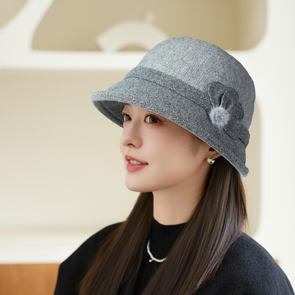 Custom New Arrival Woolen Autumn Winter Bucket Hat, Women's Hat Warm Thickened Knitted Cap