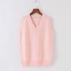 Cotton Knit Vest For Women With Vneck Pure Color Fall Winter College Style Gift