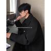Men’s Gray Turn-Down Collar Wool Coat - Autumn Korean Style, Loose Fit