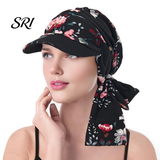 Cappello estivo leggero da donna, foulard, motivo floreale, lacci, nastro, turbante, tessuto morbido, accessorio per copricapo, cappello parasole per esterni, viaggi, ciclismo