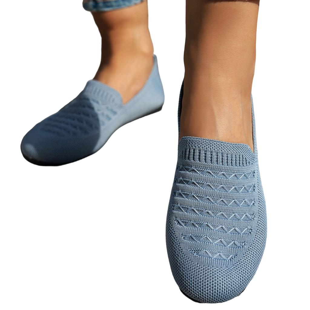 Women's Slip On Loafers Lightweight Breathable Knit Upper Comfortable Casual Flat Shoes with Flexible Rubber Outsole