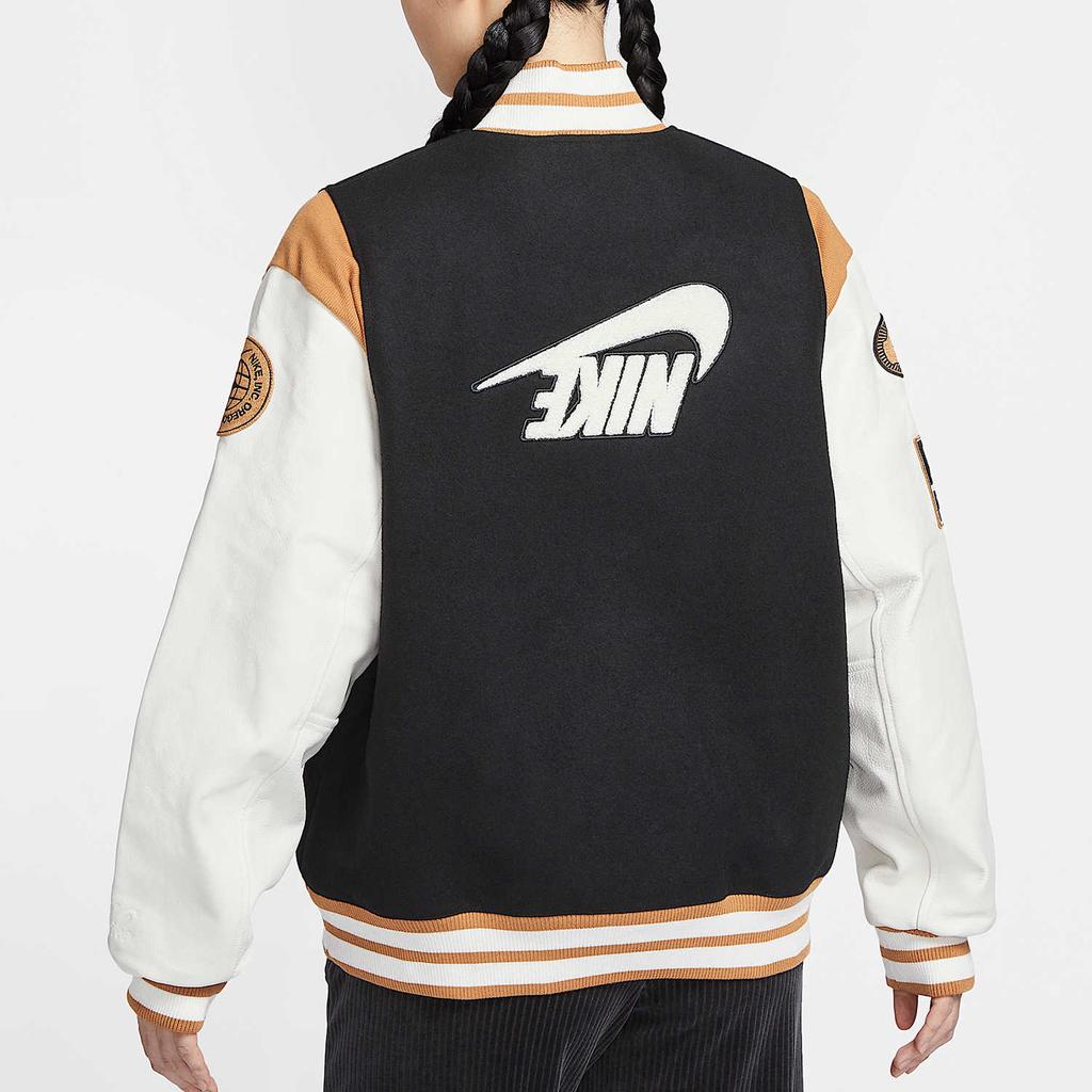 Nike Letter Color Block Casual Comfortable Sports Long Sleeve Baseball Jacket Women Jackets Black HQ4748-010