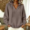 Damen Freizeit V-Ausschnitt Kapuzen Strickpullover Langarm Pullover Top