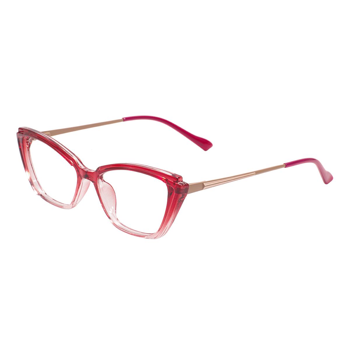 

Colorful Fashion Ladies Cat Eye Myopia Glasses Anti Blue Light Transparent Women Reading Computer Spectacle Progressive Eyeglass Single Version&1.56&None красный