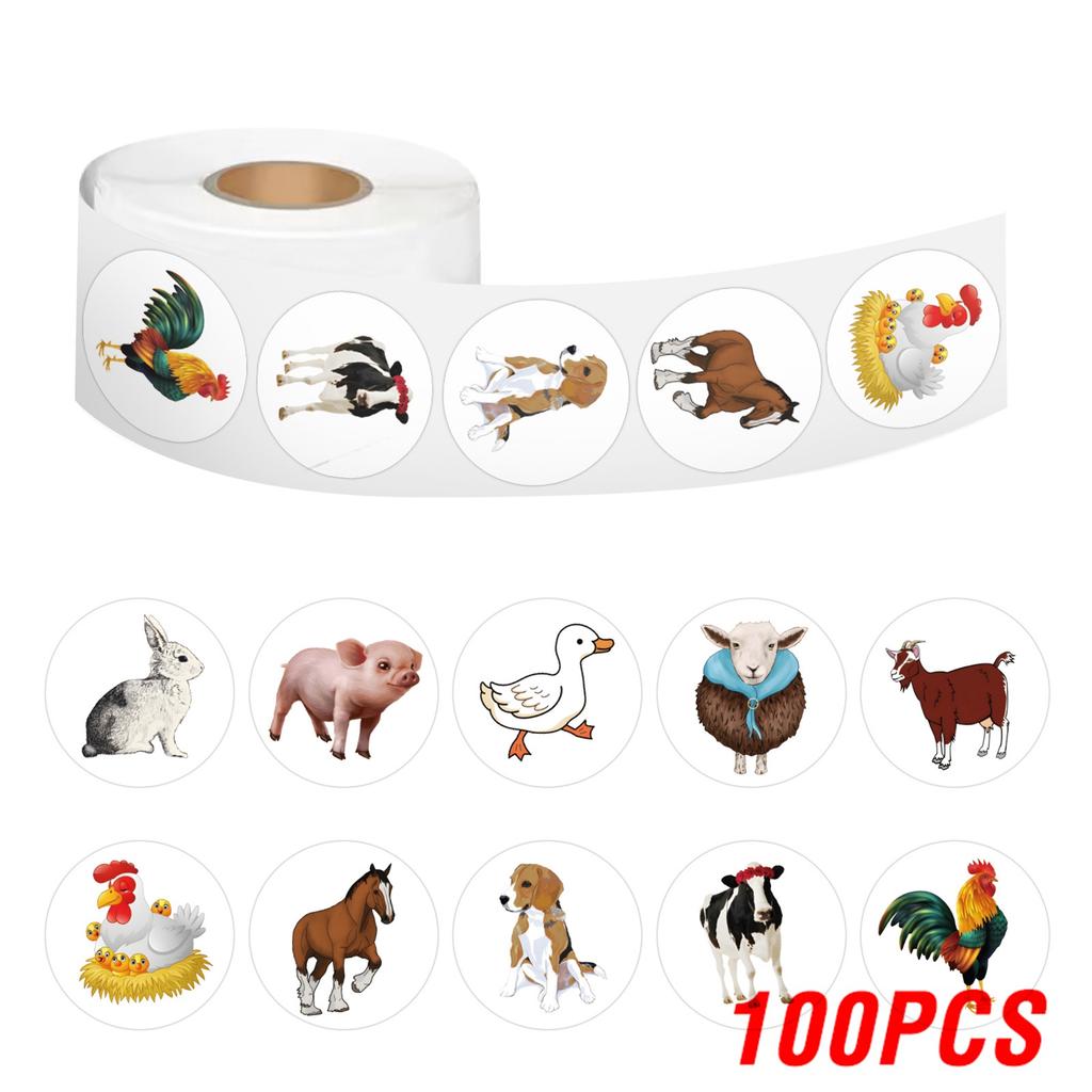 100-500pcs Cartoon Farm Animals Stickers Gift Packaging Lables Stickers Hand Account Sealing Label Reward Sticker Kids Toy
