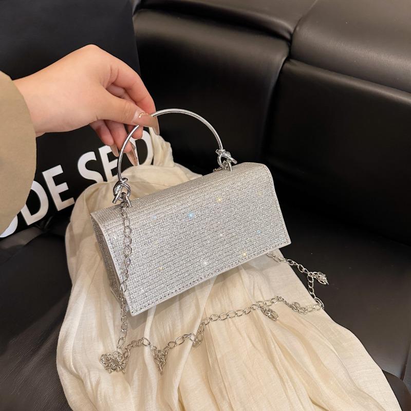New Clutch Bag Oblique Span Dinner Bag Rhinestone Bag Silver Bag Celebrity Evening Bag Full of Diamonds