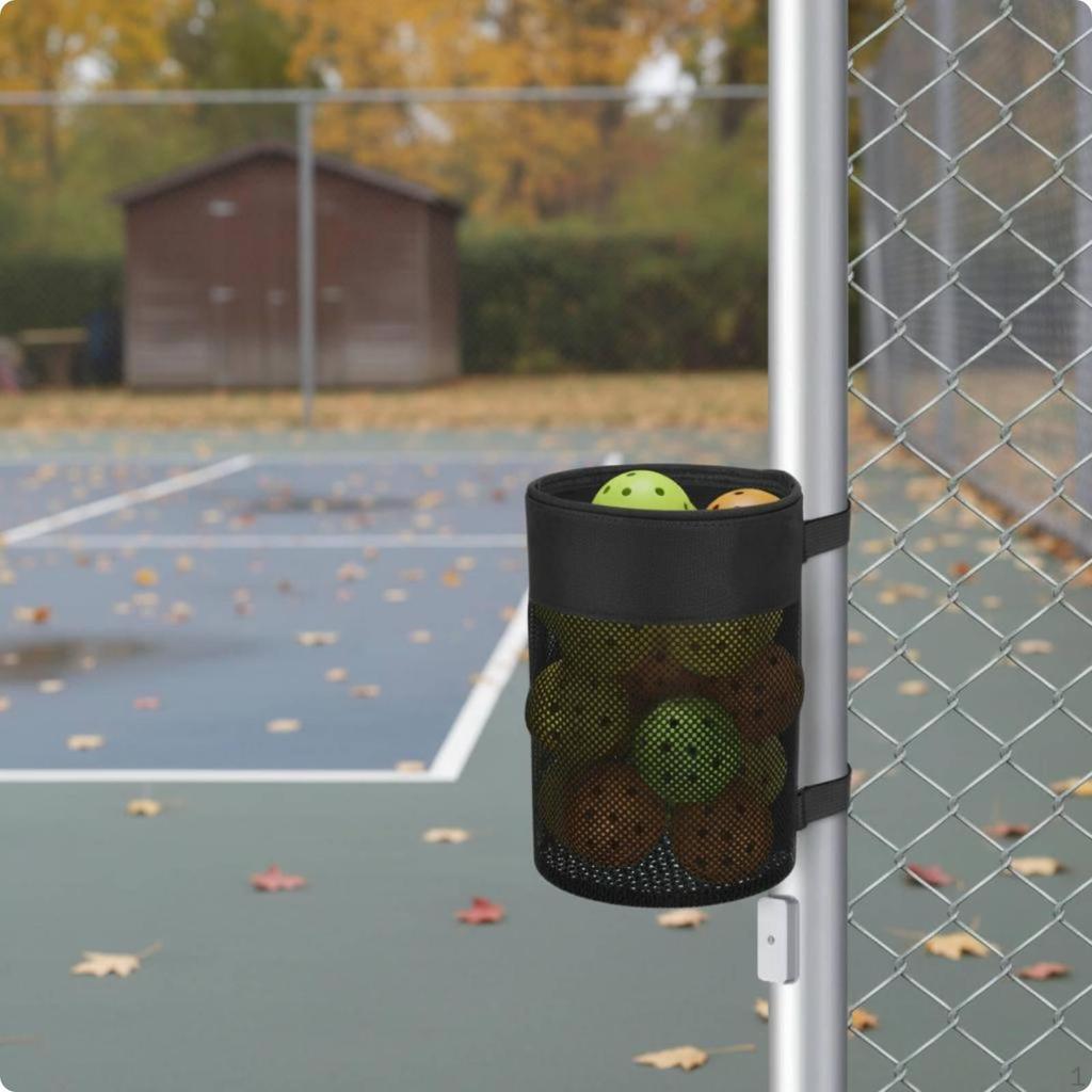Fence Mounted Pickleball Bag Breathable Mesh Ball Pouch Reinforced Trim