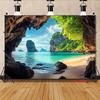 2D Natural Cave Arch Phuket Limestone Cliff Island Turquoise Beach Backdrop Tropical Wall Tapestry