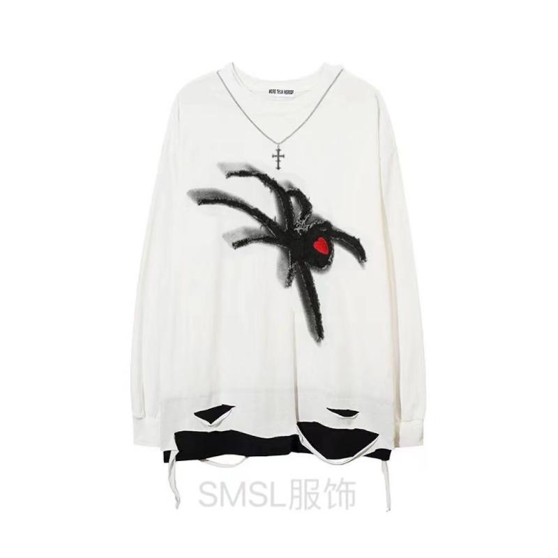 

Толстовка High Street с цепочкой, длинный рукав, хип-хоп, мужская, осенняя, с имитацией двойки, большого размера, футболка, топ, базовая рубашка M белый